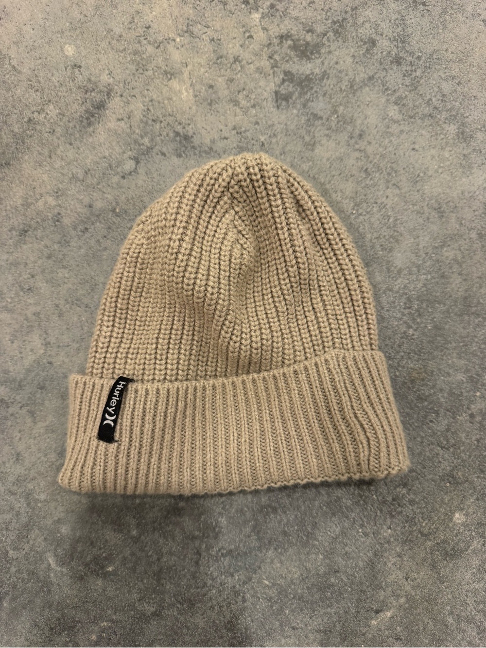 Hurley Beige Ribbed Cuff Beanie